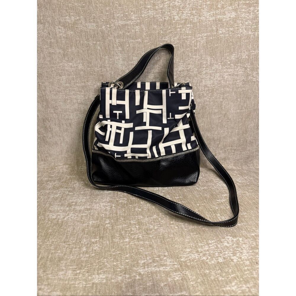 Tommy Hilfiger Women's Monogram Leather Canvas Crossbody Shoulder Bag Multicolor
